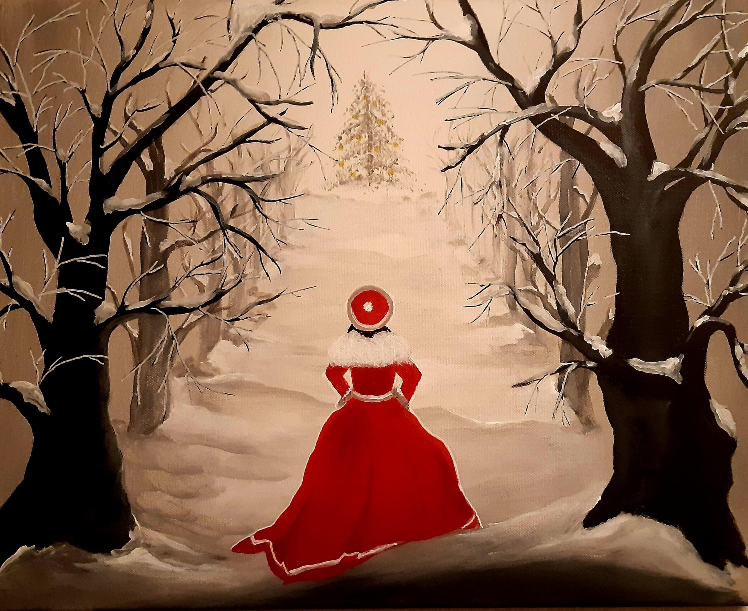 Die Dame des verschneiten Pfades